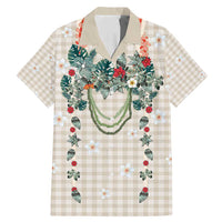 Brown Hawaiian Palaka Family Matching Mermaid Dress and Hawaiian Shirt Kukui Nut Money Lei LT9 Dad's Shirt - Short Sleeve Brown - Polynesian Pride