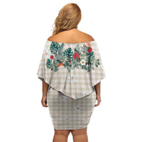 Brown Hawaiian Palaka Family Matching Off Shoulder Short Dress and Hawaiian Shirt Kukui Nut Money Lei LT9 - Polynesian Pride