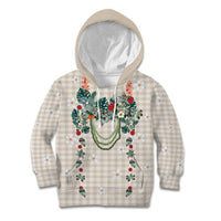 Brown Hawaiian Palaka Kid Hoodie Kukui Nut Money Lei - Polynesian Pride