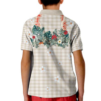 Brown Hawaiian Palaka Kid Polo Shirt Kukui Nut Money Lei - Polynesian Pride