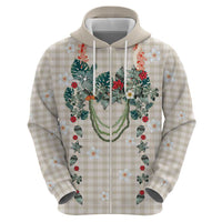 Brown Hawaiian Palaka Zip Hoodie Kukui Nut Money Lei - Polynesian Pride