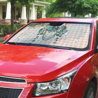 Peach Hawaiian Palaka Auto Sun Shade Kukui Nut Money Lei - Polynesian Pride