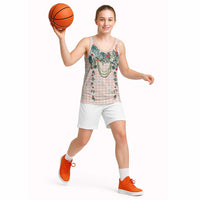 Peach Hawaiian Palaka Basketball Jersey Kukui Nut Money Lei - Polynesian Pride