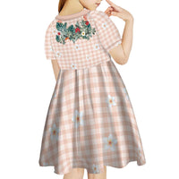 Peach Hawaiian Palaka Kid Short Sleeve Dress Kukui Nut Money Lei LT9 - Polynesian Pride
