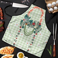Sage Green Hawaiian Palaka Apron Kukui Nut Money Lei - Polynesian Pride