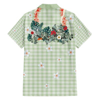 Sage Green Hawaiian Palaka Family Matching Tank Maxi Dress and Hawaiian Shirt Kukui Nut Money Lei LT9 - Polynesian Pride