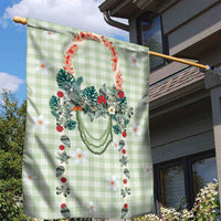 Sage Green Hawaiian Palaka Garden Flag Kukui Nut Money Lei - Polynesian Pride