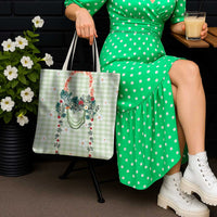 Sage Green Hawaiian Palaka Tote Bag Kukui Nut Money Lei LT9 - Polynesian Pride