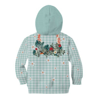 Turquoise Hawaiian Palaka Kid Hoodie Kukui Nut Money Lei - Polynesian Pride