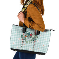 Turquoise Hawaiian Palaka Leather Tote Bag Kukui Nut Money Lei - Polynesian Pride