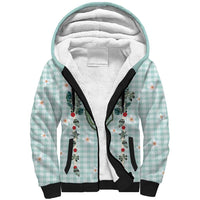 Turquoise Hawaiian Palaka Sherpa Hoodie Kukui Nut Money Lei - Polynesian Pride