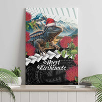 Meri Kirihimete Tuatara Canvas Wall Art New Zealand Fern with Puhutukawa Flowers LT9 - Polynesian Pride