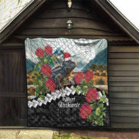 Meri Kirihimete Tuatara Quilt New Zealand Fern with Puhutukawa Flowers LT9 - Polynesian Pride