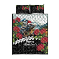 Meri Kirihimete Tuatara Quilt Bed Set New Zealand Fern with Puhutukawa Flowers LT9 - Polynesian Pride