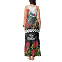 Meri Kirihimete Tuatara Tank Maxi Dress New Zealand Fern with Puhutukawa Flowers LT9 - Polynesian Pride