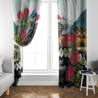 Meri Kirihimete Tuatara Window Curtain New Zealand Fern with Puhutukawa Flowers LT9 - Polynesian Pride