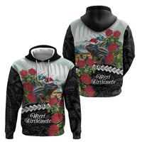 Meri Kirihimete Tuatara Zip Hoodie New Zealand Fern with Puhutukawa Flowers LT9 - Polynesian Pride