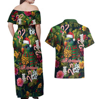 Meri Kirihimete Kakapo Santa Couples Matching Off Shoulder Maxi Dress and Hawaiian Shirt Merry Christmas with Tropical Vibe LT9 - Polynesian Pride
