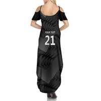 New Zealand Cricket Custom Family Matching Summer Maxi Dress and Hawaiian Shirt Potae Pango Black Fern Pattern LT9 - Polynesian Pride