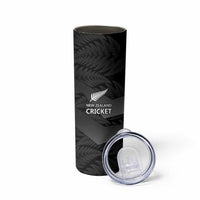 New Zealand Cricket Custom Skinny Tumbler Potae Pango Black Fern Pattern LT9 - Polynesian Pride