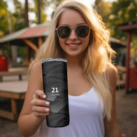 New Zealand Cricket Custom Skinny Tumbler Potae Pango Black Fern Pattern LT9 - Polynesian Pride