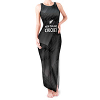 New Zealand Cricket Custom Tank Maxi Dress Potae Pango Black Fern Pattern LT9 Women Black - Polynesian Pride