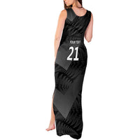 New Zealand Cricket Custom Tank Maxi Dress Potae Pango Black Fern Pattern LT9 - Polynesian Pride