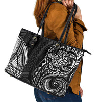 Polynesian Turtle Tribal Tattoo Leather Tote Bag Black Style