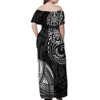 Polynesian Turtle Tribal Tattoo Off Shoulder Maxi Dress Black Style