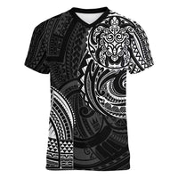 Polynesian Turtle Tribal Tattoo Women V-Neck T-Shirt Black Style