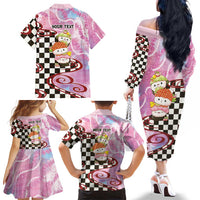 Personalized Japanese Kawaii Sushi Roll Family Matching Off The Shoulder Long Sleeve Dress and Hawaiian Shirt Wagara Palaka Pattern