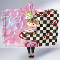 Personalized Japanese Kawaii Sushi Roll Hooded Blanket Wagara Palaka Pattern
