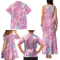 Japanese Koi Fish Family Matching Tank Maxi Dress and Hawaiian Shirt Pink Wagara Palaka Honohono Pikake Lei LT9 - Polynesian Pride