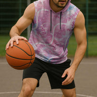 Japanese Koi Fish Sleeveless Hoodie Pink Wagara Palaka Honohono Pikake Lei