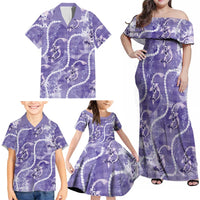 Japanese Koi Fish Family Matching Off Shoulder Maxi Dress and Hawaiian Shirt Purple Wagara Palaka Honohono Pikake Lei LT9 - Polynesian Pride