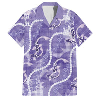 Japanese Koi Fish Family Matching Off Shoulder Maxi Dress and Hawaiian Shirt Purple Wagara Palaka Honohono Pikake Lei LT9 Dad's Shirt - Short Sleeve Purple - Polynesian Pride