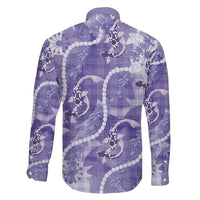 Japanese Koi Fish Family Matching Off Shoulder Short Dress and Hawaiian Shirt Purple Wagara Palaka Honohono Pikake Lei LT9 - Polynesian Pride