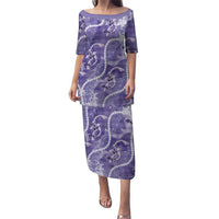 Japanese Koi Fish Family Matching Puletasi and Hawaiian Shirt Purple Wagara Palaka Honohono Pikake Lei LT9 Mom's Dress Purple - Polynesian Pride