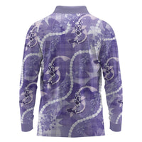 Japanese Koi Fish Long Sleeve Polo Shirt Purple Wagara Palaka Honohono Pikake Lei LT9 - Polynesian Pride