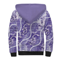 Japanese Koi Fish Sherpa Hoodie Purple Wagara Palaka Honohono Pikake Lei