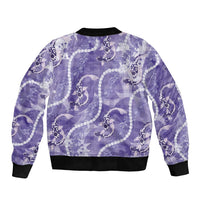 Japanese Koi Fish Sleeve Zip Bomber Jacket Purple Wagara Palaka Honohono Pikake Lei
