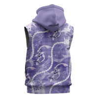 Japanese Koi Fish Sleeveless Hoodie Purple Wagara Palaka Honohono Pikake Lei