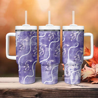 Japanese Koi Fish Tumbler With Handle Purple Wagara Palaka Honohono Pikake Lei