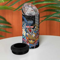 Personalized Japanese Koi Fish Ramen 4 in 1 Can Cooler Tumbler Aloha Shark Kakau Pattern