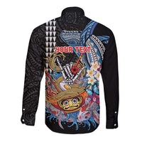 Personalized Japanese Koi Fish Ramen Long Sleeve Button Shirt Aloha Shark Kakau Pattern