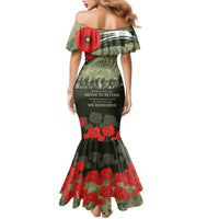 ANZAC Day We Remember Family Matching Mermaid Dress and Hawaiian Shirt Maori Silver Fern Camouflage Motif LT9 - Polynesian Pride