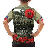ANZAC Day We Remember Family Matching Short Sleeve Bodycon Dress and Hawaiian Shirt Maori Silver Fern Camouflage Motif LT9 - Polynesian Pride