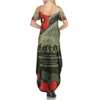 ANZAC Day We Remember Family Matching Summer Maxi Dress and Hawaiian Shirt Maori Silver Fern Camouflage Motif LT9 - Polynesian Pride