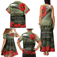 ANZAC Day We Remember Family Matching Tank Maxi Dress and Hawaiian Shirt Maori Silver Fern Camouflage Motif LT9 - Polynesian Pride