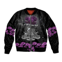 ANZAC Day Remembrance Bomber Jacket Purple Poppy We Will Remember Them